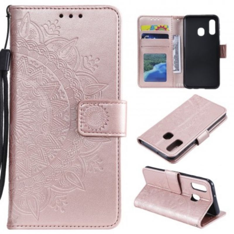 Læder Cover Samsung Galaxy A20e Søn Mandala
