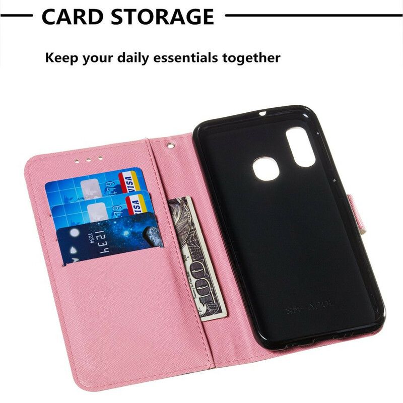 Mobilcover Læder Cover Samsung Galaxy A20e Akvarelgrime