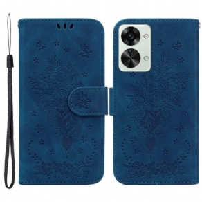 Læder Cover OnePlus Nord 2T 5G Roser Og Sommerfugle