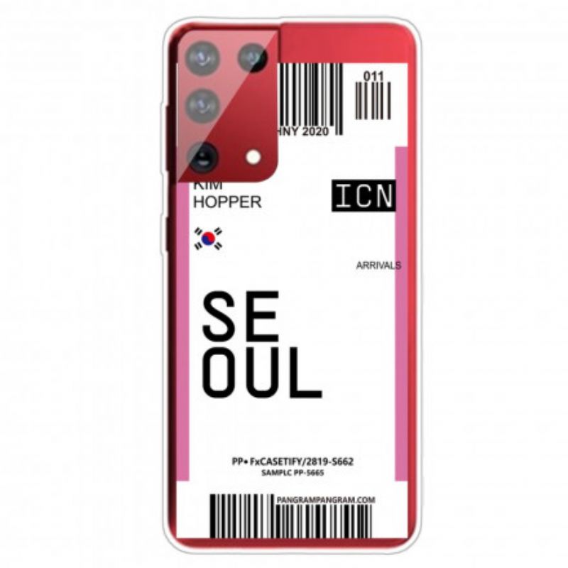 Cover Samsung Galaxy S21 Ultra 5G Boardingkort Til Seoul
