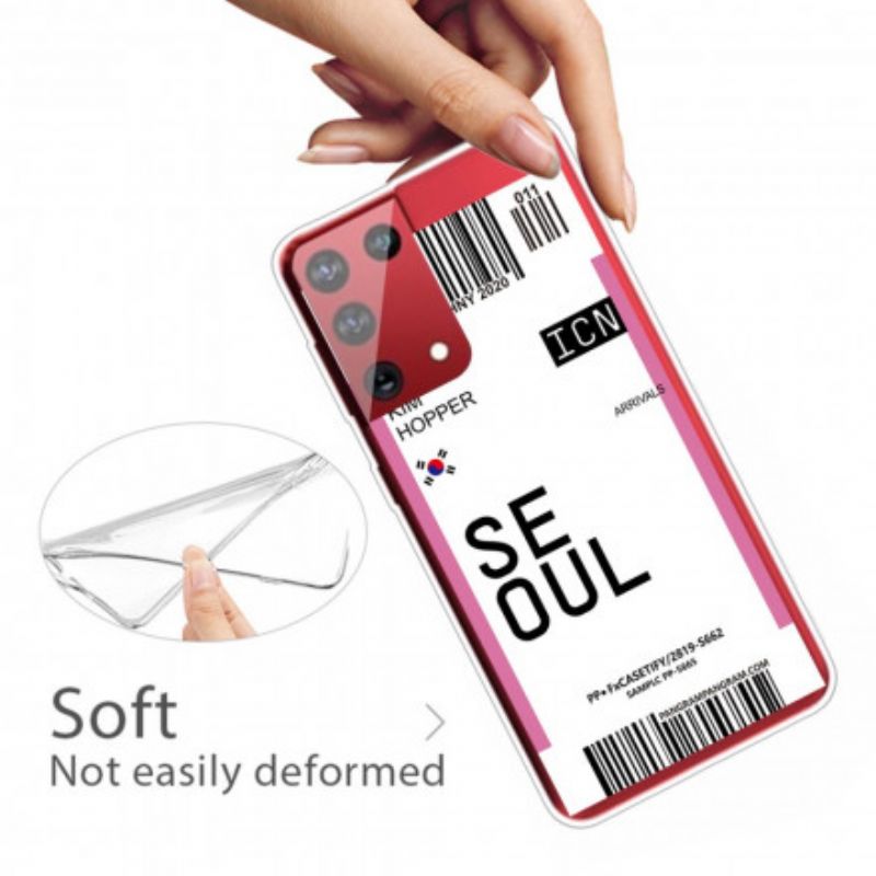 Cover Samsung Galaxy S21 Ultra 5G Boardingkort Til Seoul