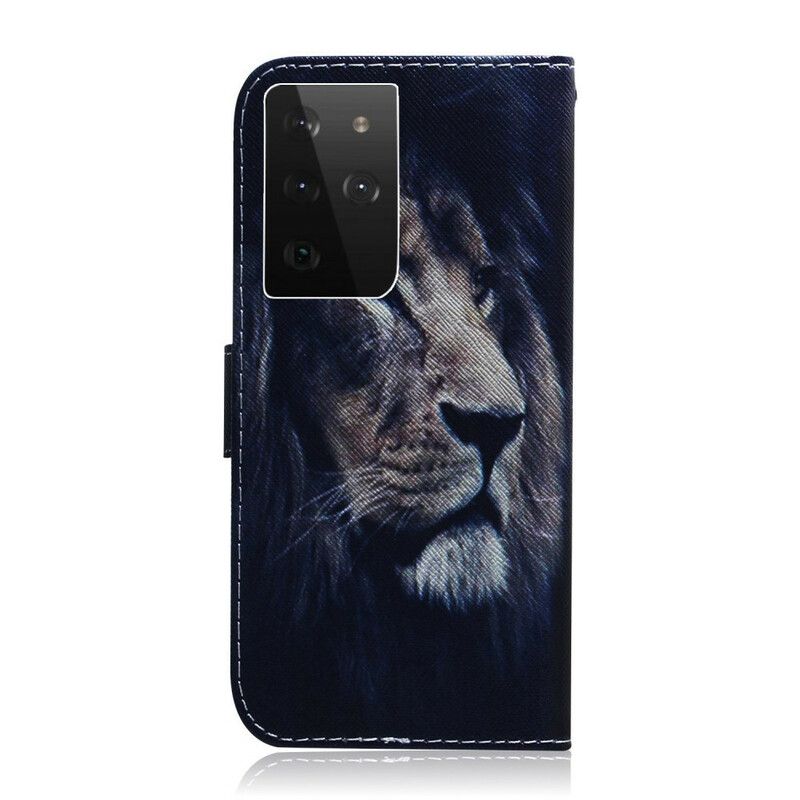 Flip Cover Samsung Galaxy S21 Ultra 5G Drømmende Løve