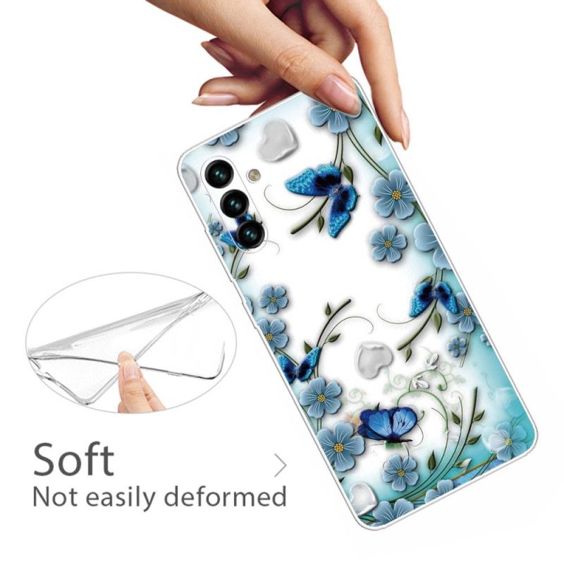 Cover Samsung Galaxy A13 5G Retro Sommerfugle Og Blomster