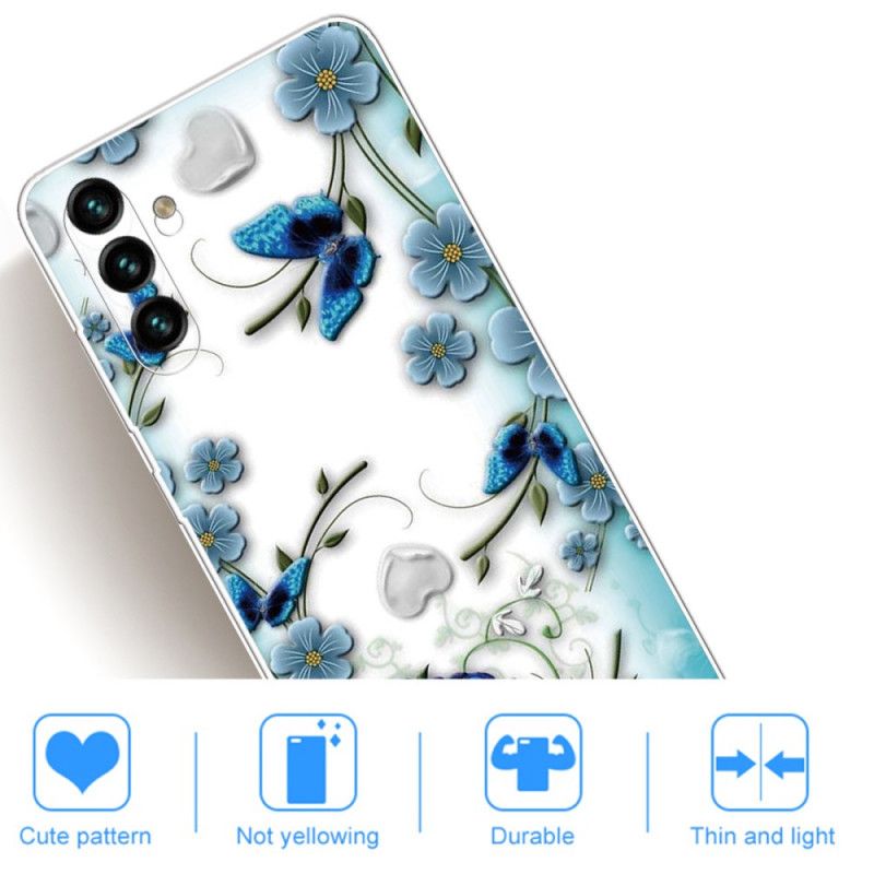 Cover Samsung Galaxy A13 5G Retro Sommerfugle Og Blomster