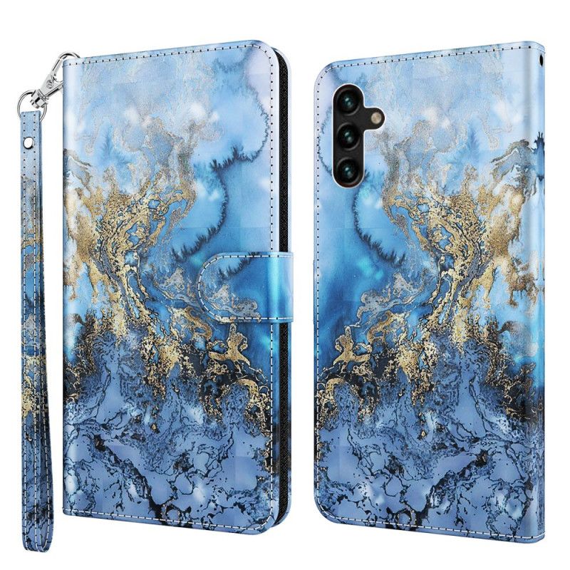 Flip Cover Samsung Galaxy A13 5G Marmordesign Med Snor