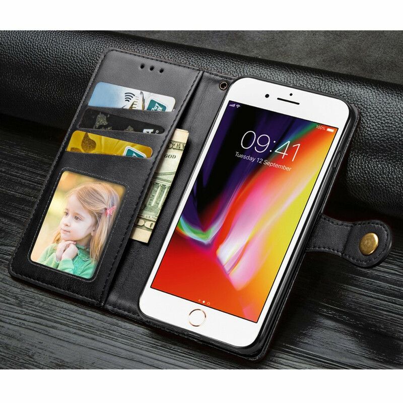 Flip Cover iPhone 6 / 6S Imiteret Læder Og Vintage Lås