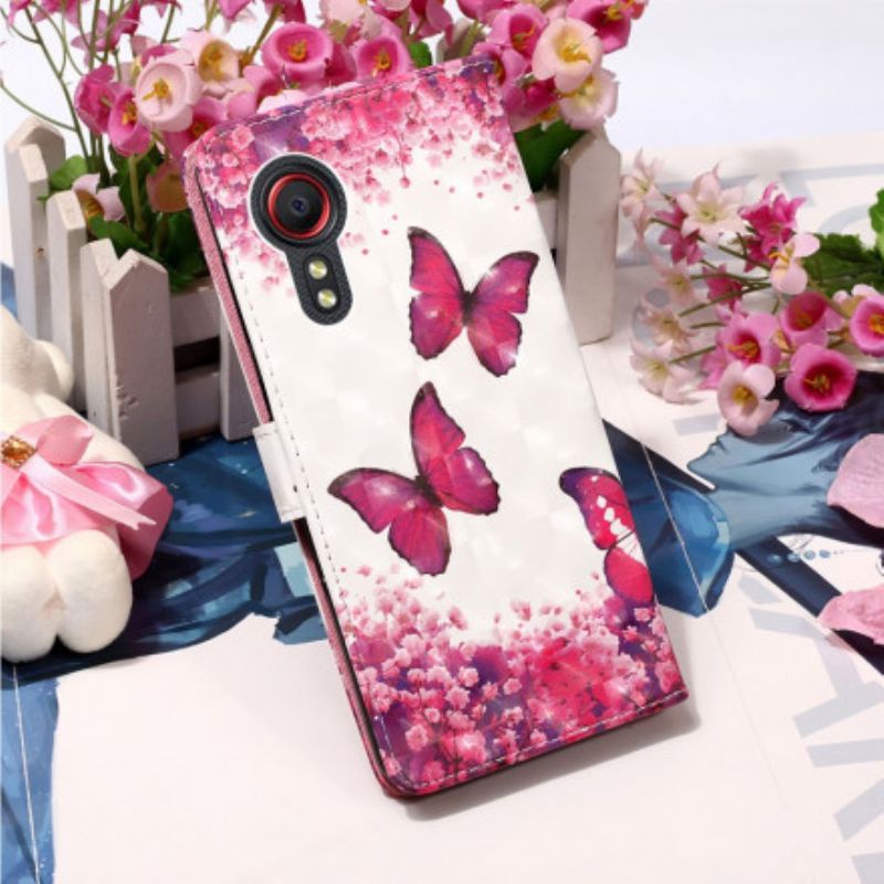 Flip Cover Samsung Galaxy XCover 5 Røde Sommerfugle