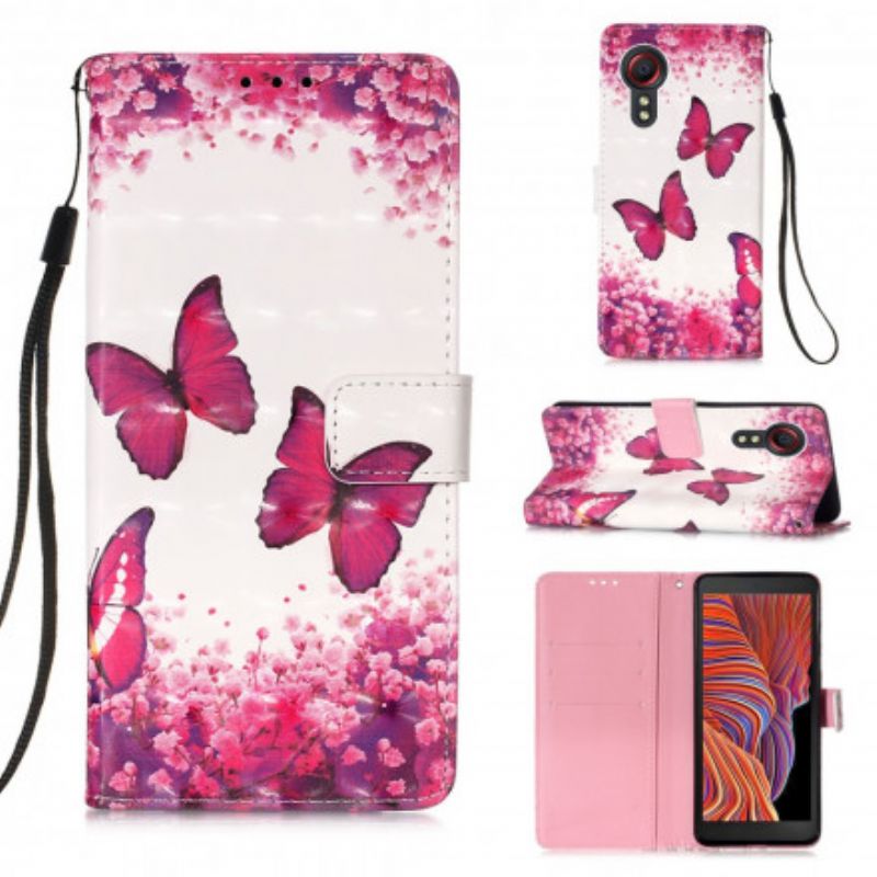 Flip Cover Samsung Galaxy XCover 5 Røde Sommerfugle