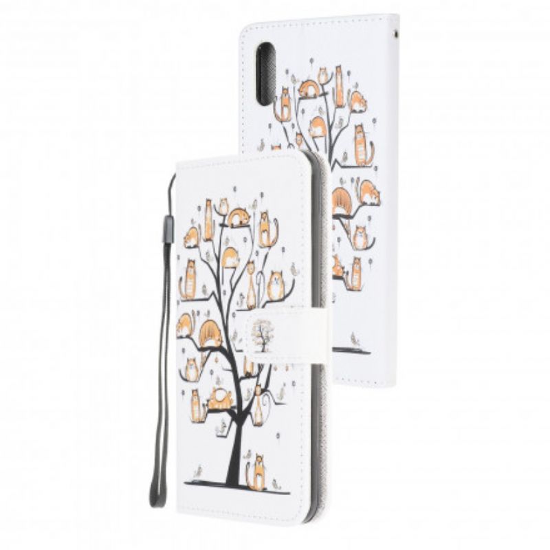 Læder Cover Samsung Galaxy XCover 5 Med Snor Funky Katte Med Rem