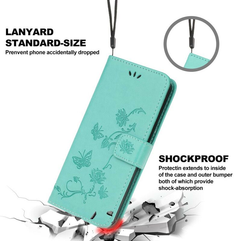 Læder Cover Huawei P40 Lite E / Huawei Y7p Fortryllede Sommerfugle