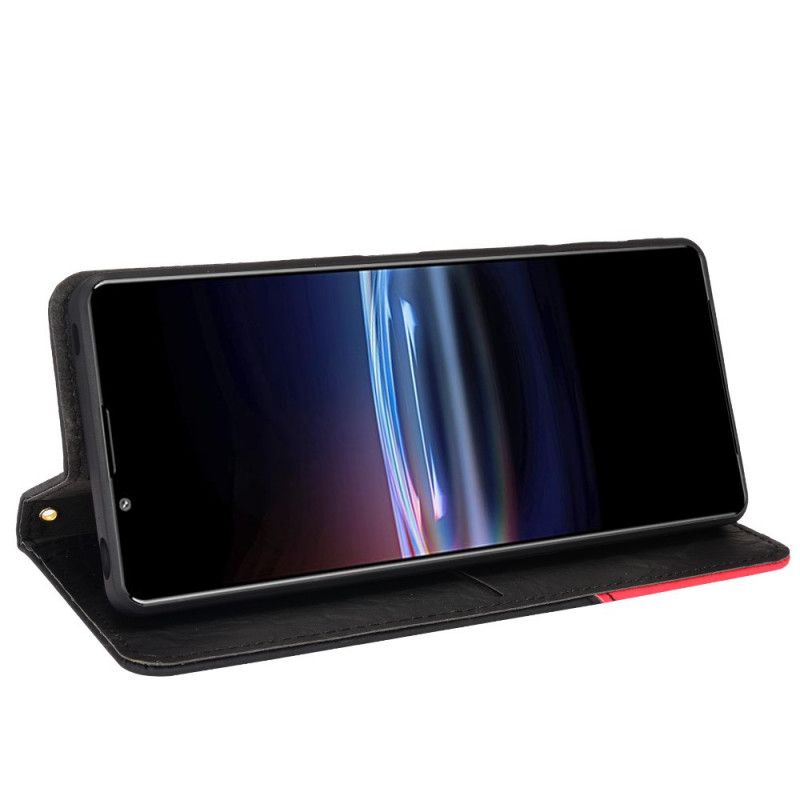 Cover Sony Xperia Pro-I Flip Cover Skrå Tofarvet Kunstlæder
