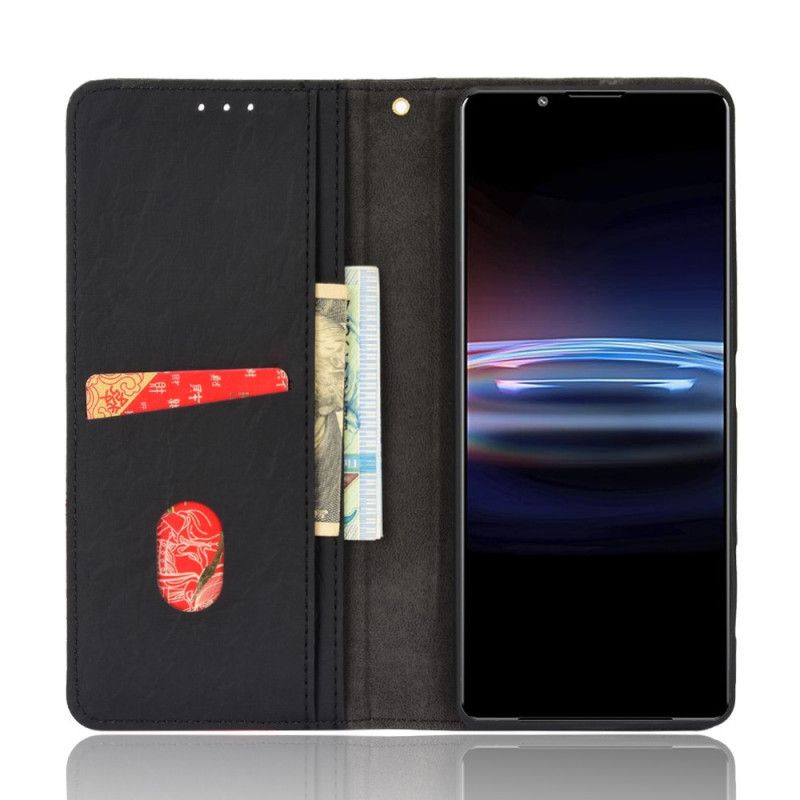 Cover Sony Xperia Pro-I Flip Cover Skrå Tofarvet Kunstlæder