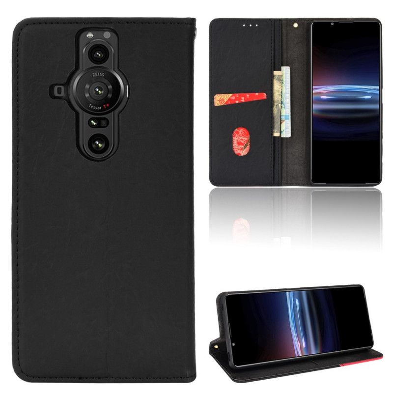 Cover Sony Xperia Pro-I Flip Cover Skrå Tofarvet Kunstlæder