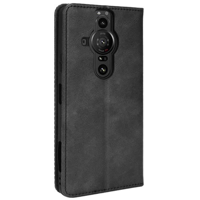 Cover Sony Xperia Pro-I Flip Cover Vintage Stiliseret Lædereffekt