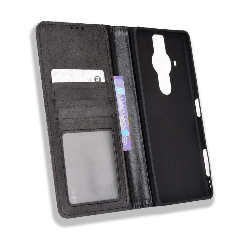 Cover Sony Xperia Pro-I Flip Cover Vintage Stiliseret Lædereffekt