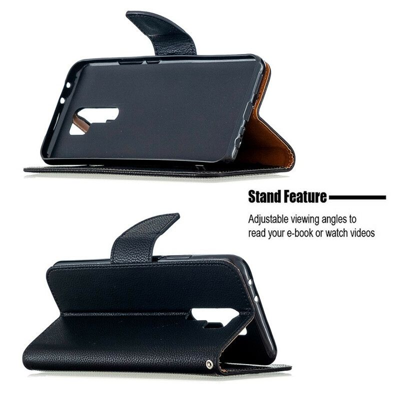 Flip Cover Xiaomi Redmi 9 Læder Cover Litchi Flap Skrå