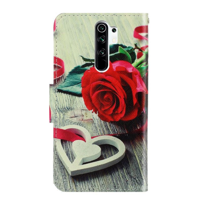 Flip Cover Xiaomi Redmi 9 Med Snor Romantisk Rose Med Rem