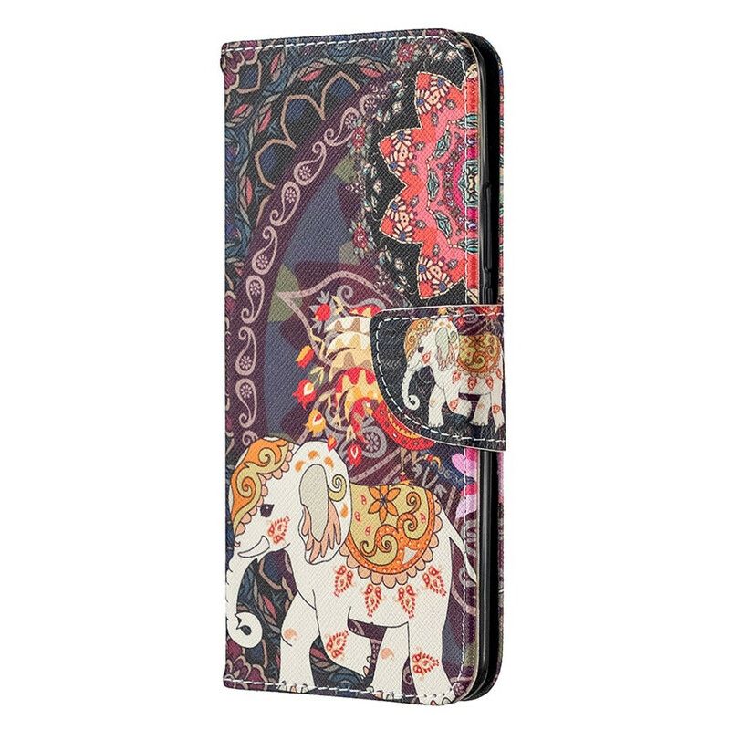 Læder Cover Xiaomi Redmi 9 Indiske Elefanter