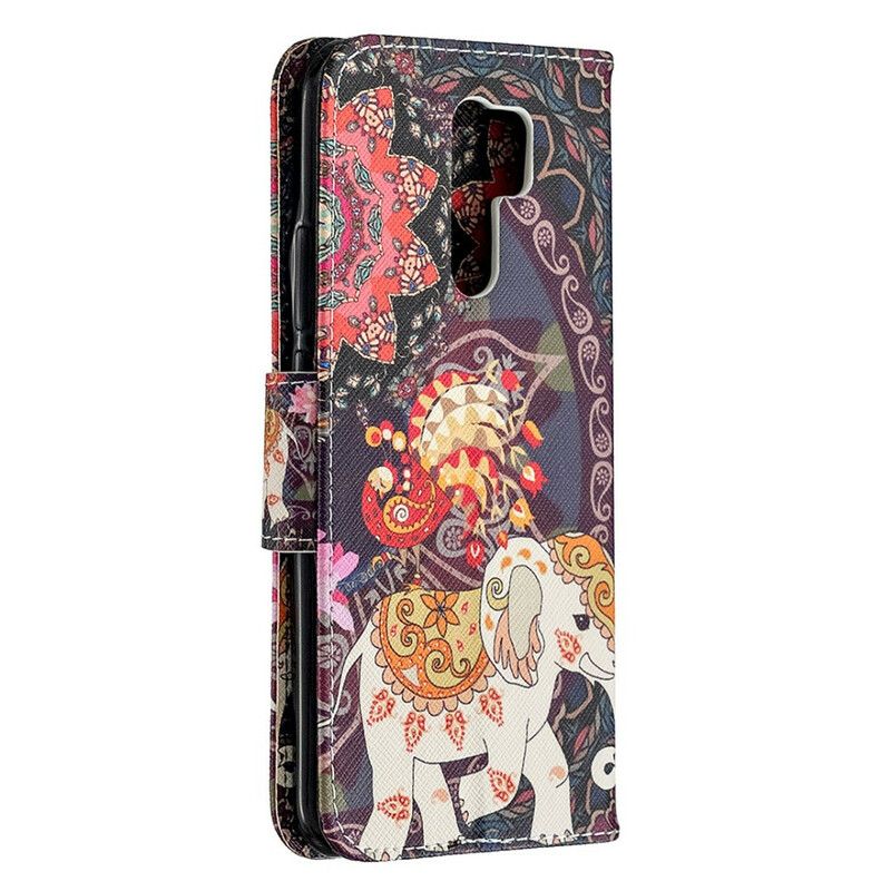 Læder Cover Xiaomi Redmi 9 Indiske Elefanter