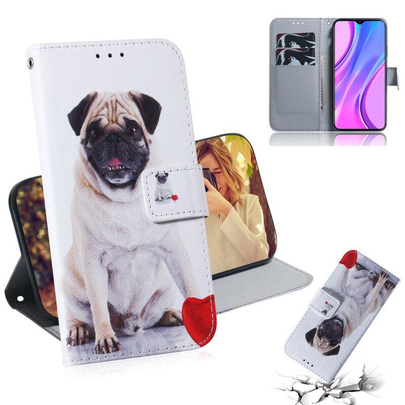 Læder Cover Xiaomi Redmi 9 Mopshund