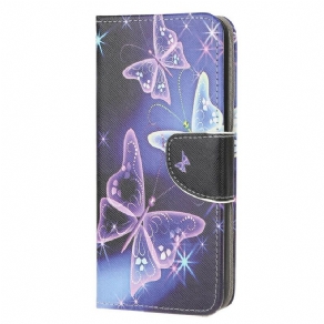 Læder Cover Xiaomi Redmi 9 Neonsommerfugle