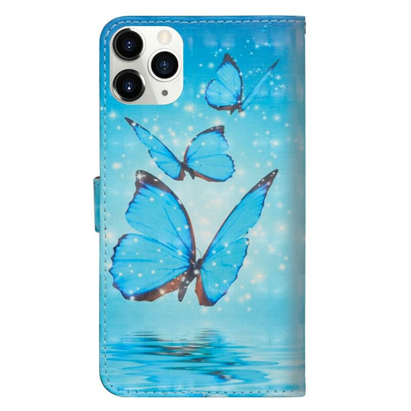 Flip Cover iPhone 12 Mini Flyvende Blå Sommerfugle
