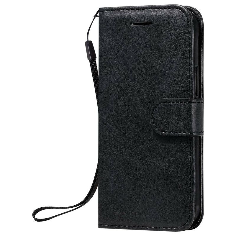Flip Cover iPhone 12 Mini Med Snor Ensfarvet Serierem