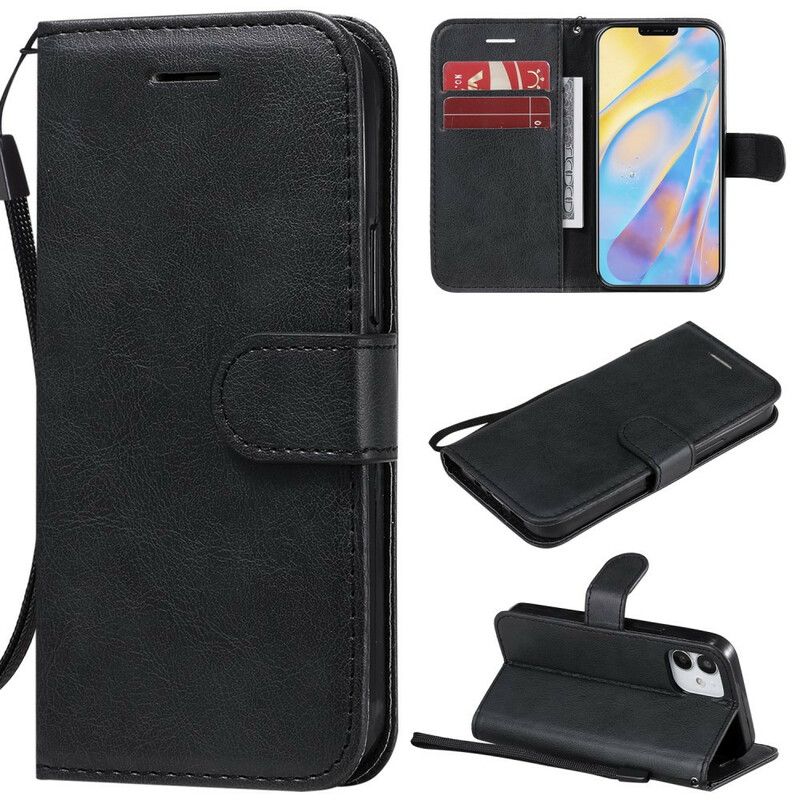Flip Cover iPhone 12 Mini Med Snor Ensfarvet Serierem