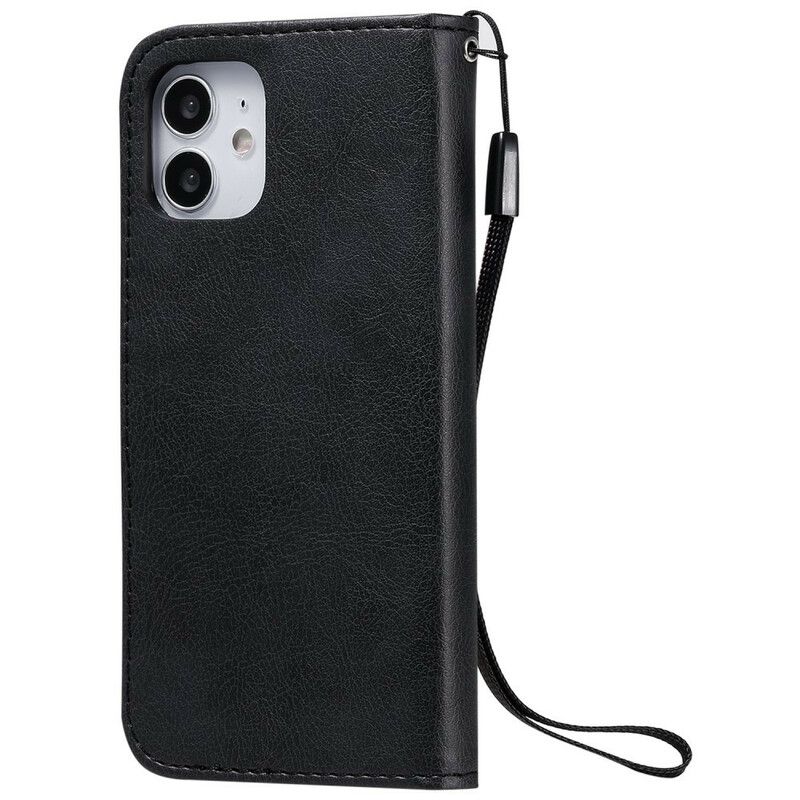 Flip Cover iPhone 12 Mini Med Snor Ensfarvet Serierem