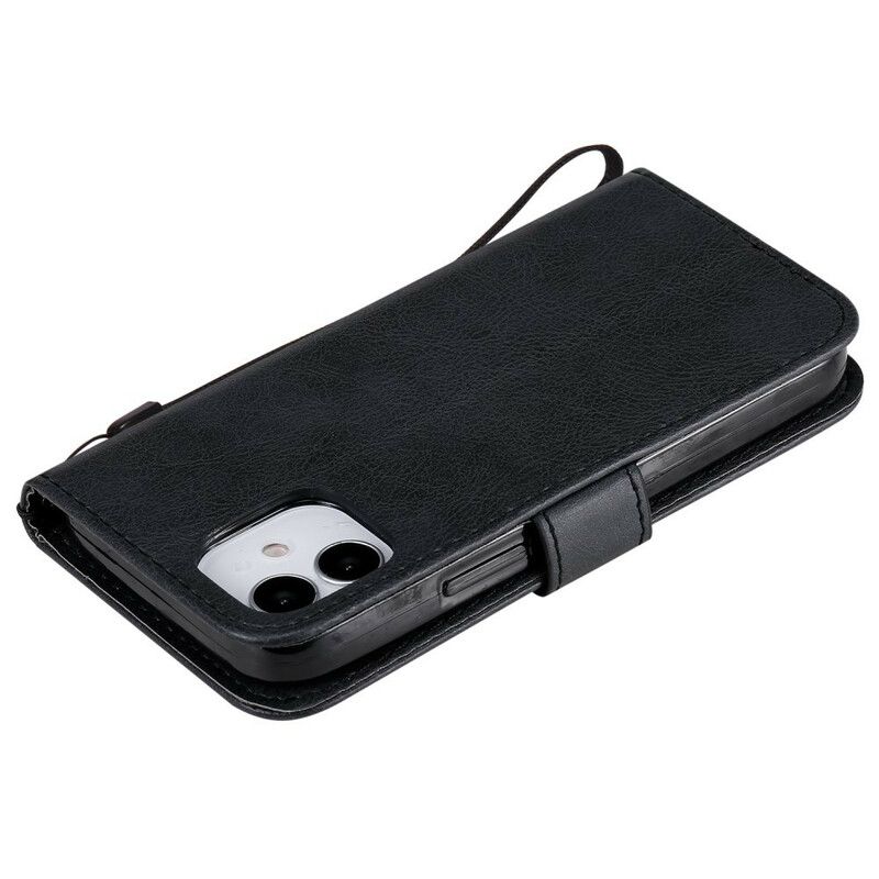 Flip Cover iPhone 12 Mini Med Snor Ensfarvet Serierem