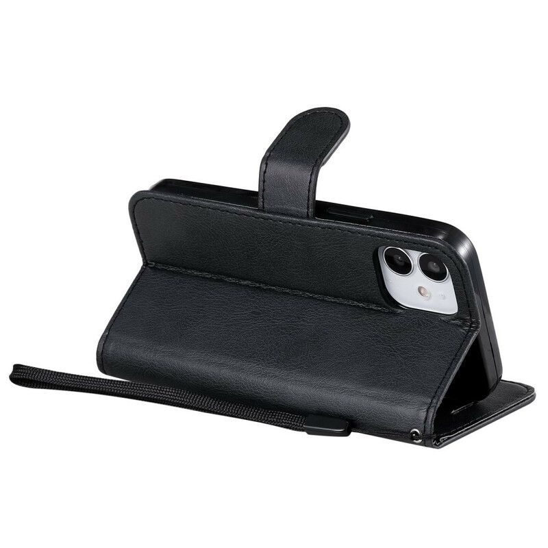 Flip Cover iPhone 12 Mini Med Snor Ensfarvet Serierem