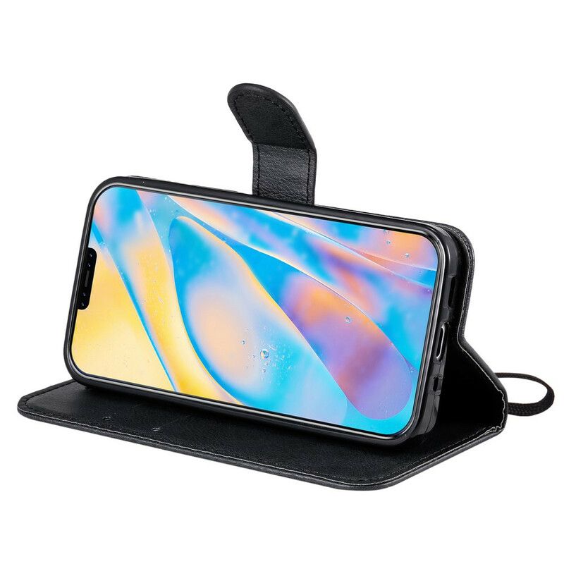 Flip Cover iPhone 12 Mini Med Snor Ensfarvet Serierem
