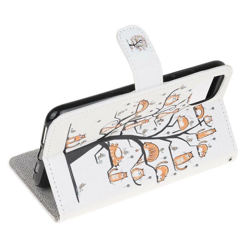 Flip Cover iPhone 12 Mini Med Snor Funky Katte Med Rem