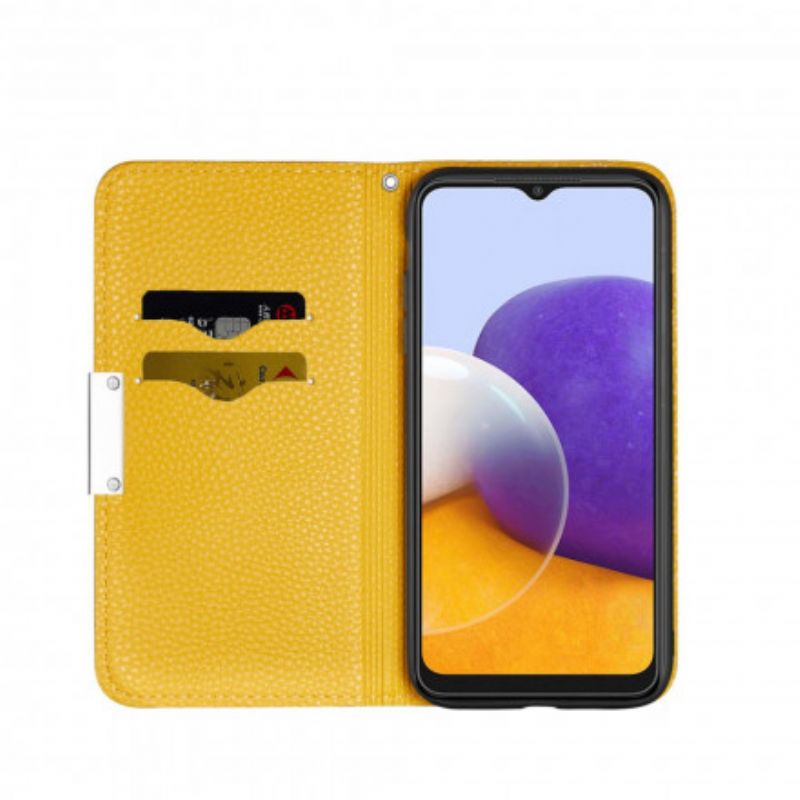 Cover Samsung Galaxy A22 5G Flip Cover Ultra Chic Litchi Imiteret Læder