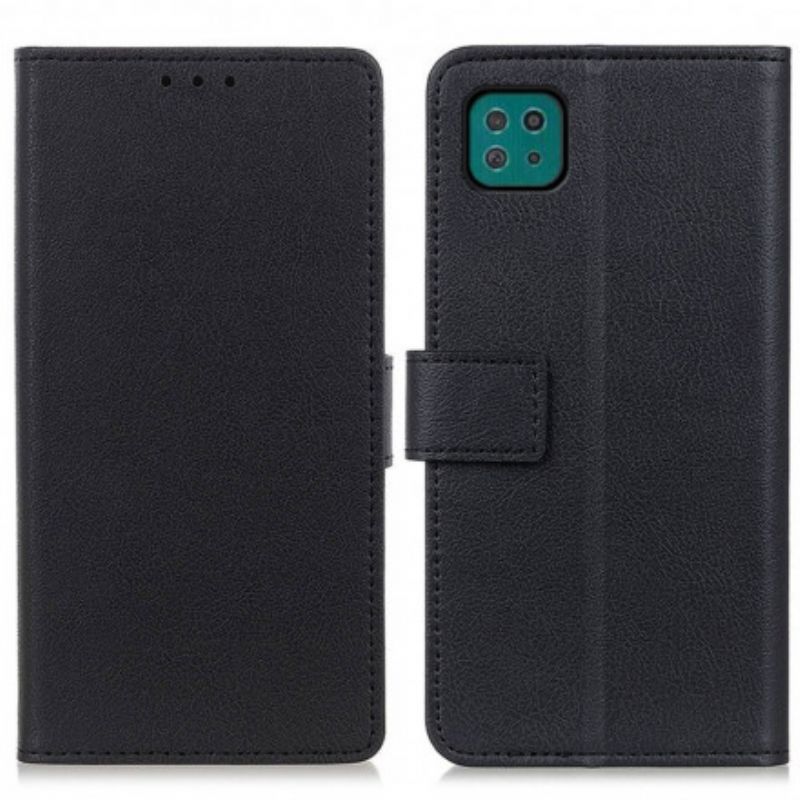 Flip Cover Samsung Galaxy A22 5G Klassisk Skinnende Lædereffekt