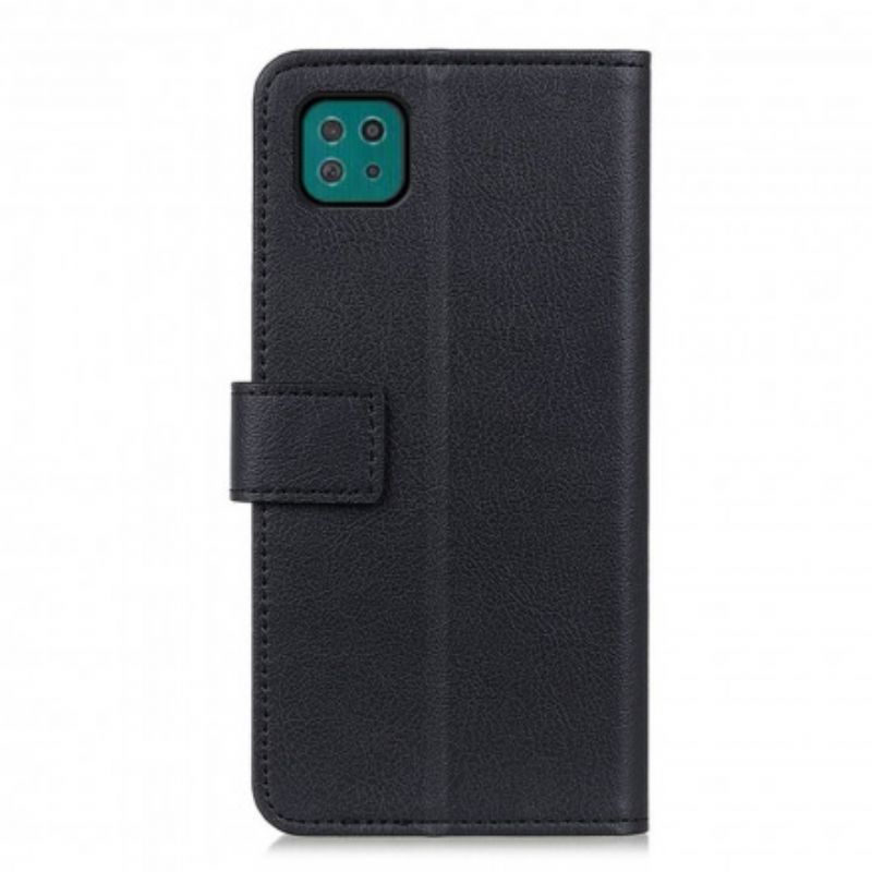 Flip Cover Samsung Galaxy A22 5G Klassisk Skinnende Lædereffekt