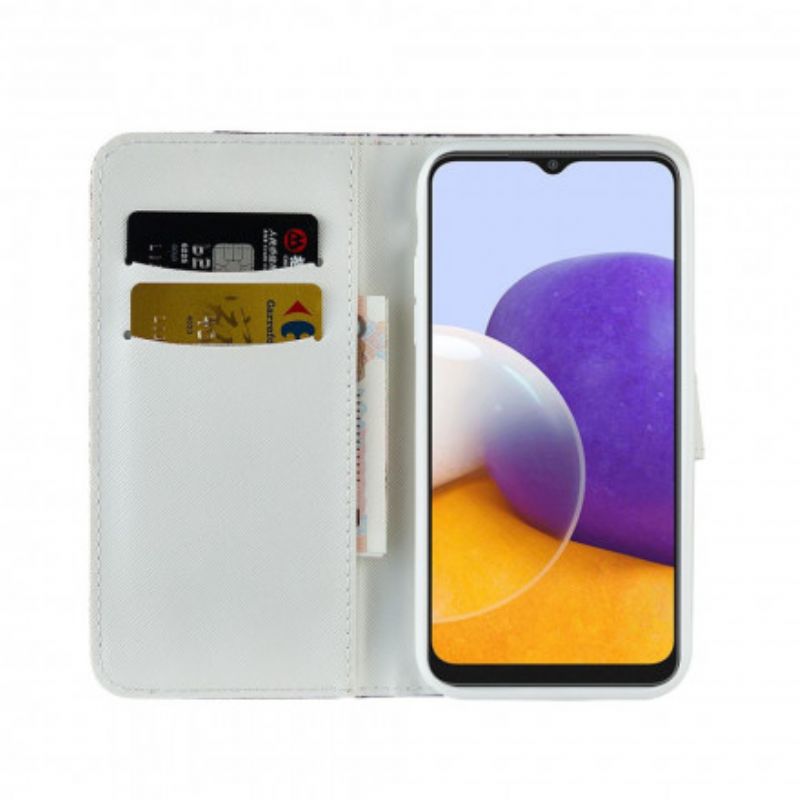 Læder Cover Samsung Galaxy A22 5G Croc Diamanter