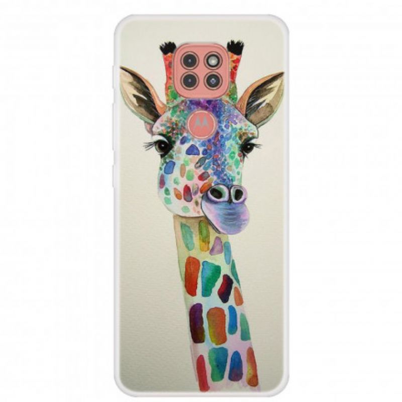 Cover Moto G9 Play Farverig Giraf