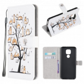 Flip Cover Moto G9 Play Med Snor Funky Katte Med Rem