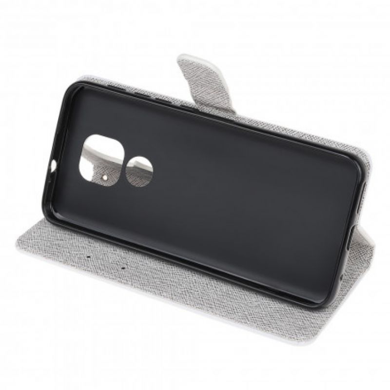 Flip Cover Moto G9 Play Med Snor Lunar Strap Blomster