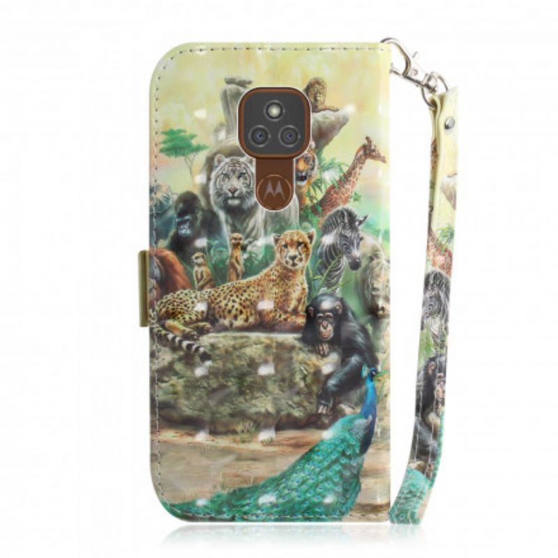 Flip Cover Moto G9 Play Med Snor Thong Safari Dyr