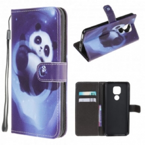 Flip Cover Moto G9 Play Med Snor Thong Space Panda