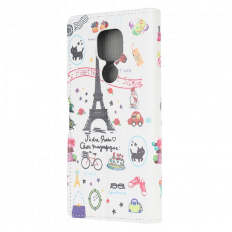 Læder Cover Moto G9 Play Jeg Elsker Paris