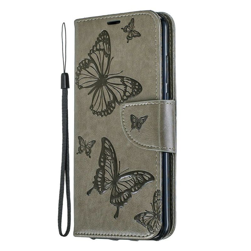 Flip Cover Huawei Y6 2019 / Honor 8A Læder Cover Sommerfugle Og Skråklap