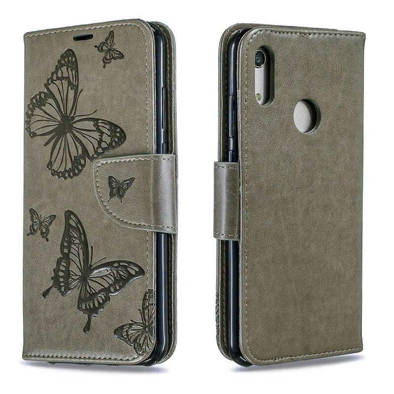 Flip Cover Huawei Y6 2019 / Honor 8A Læder Cover Sommerfugle Og Skråklap