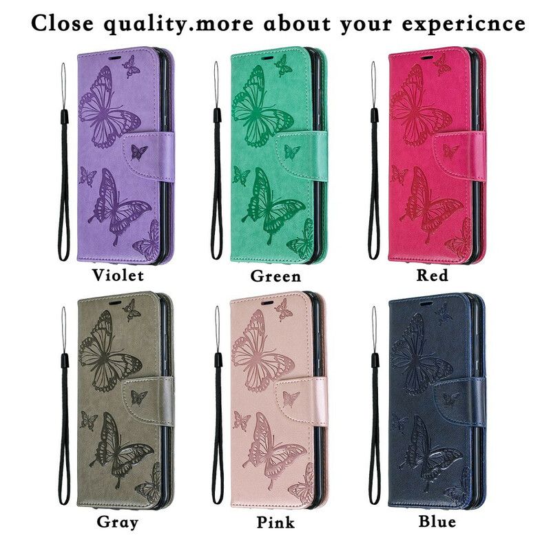 Flip Cover Huawei Y6 2019 / Honor 8A Læder Cover Sommerfugle Og Skråklap