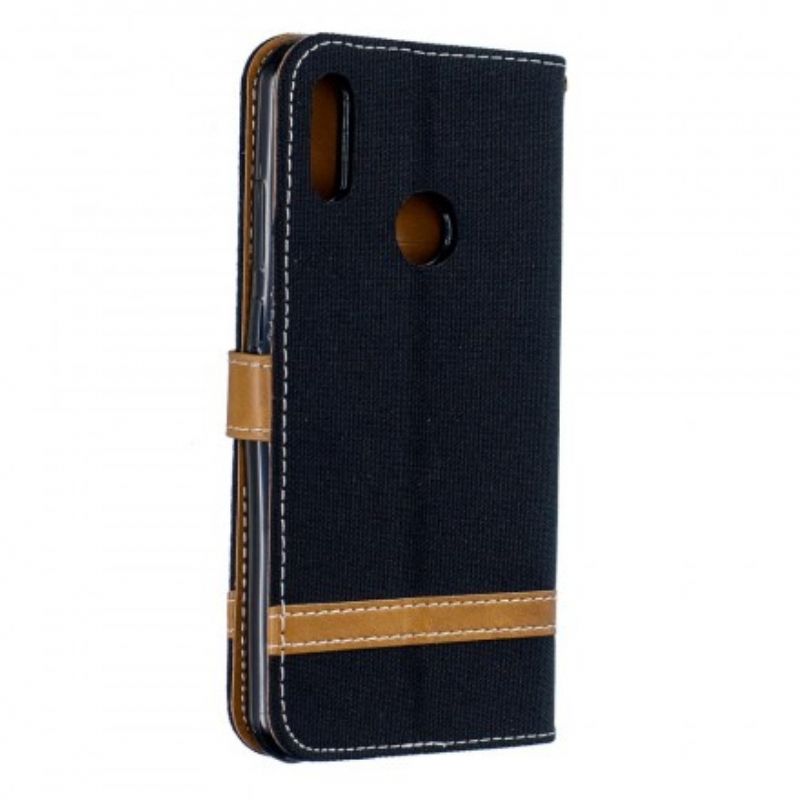 Flip Cover Huawei Y6 2019 / Honor 8A Med Snor Stof- Og Lædereffektrem
