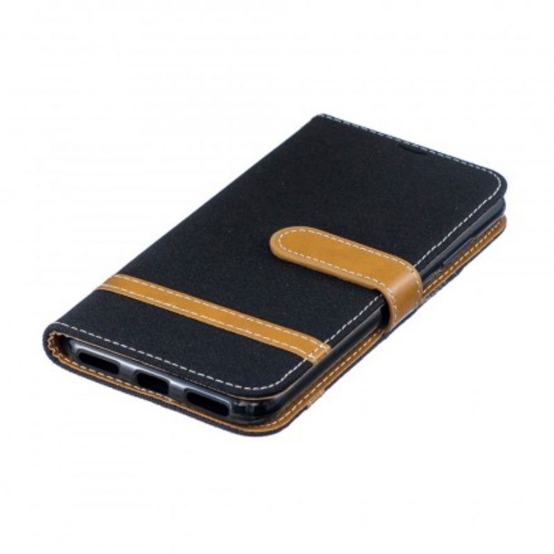 Flip Cover Huawei Y6 2019 / Honor 8A Med Snor Stof- Og Lædereffektrem