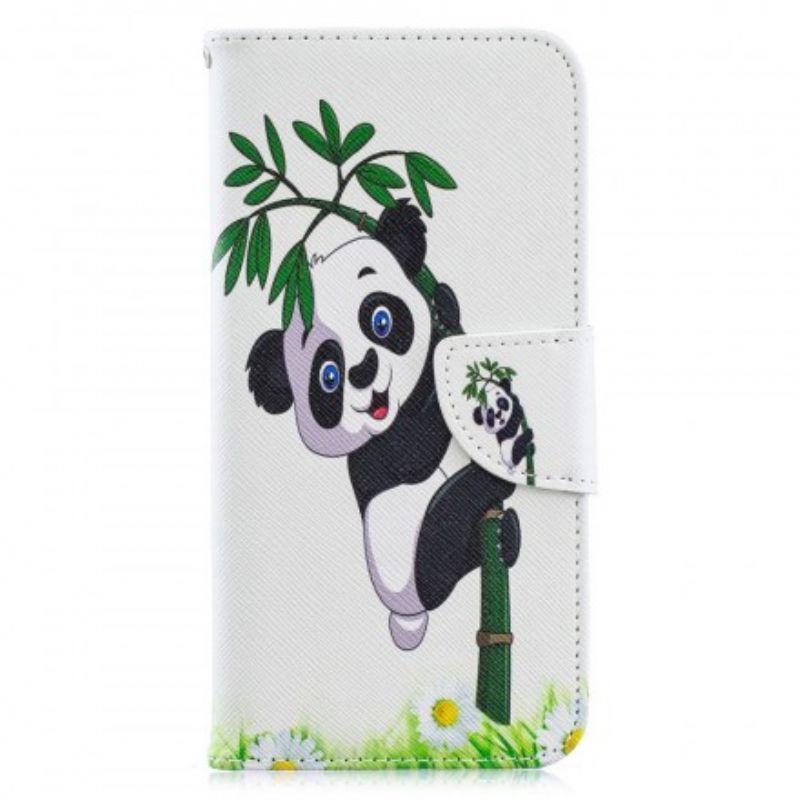 Flip Cover Huawei Y6 2019 / Honor 8A Panda På Bambus
