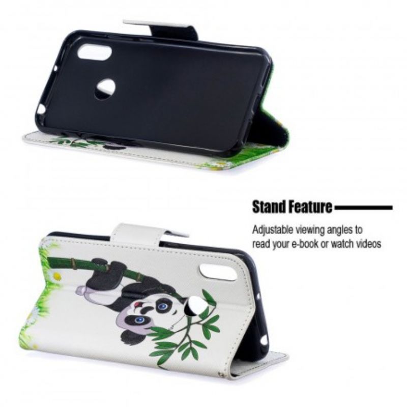 Flip Cover Huawei Y6 2019 / Honor 8A Panda På Bambus